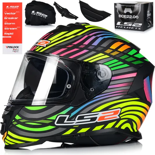 Integralhelm mit Sonnenblende | LS2 FF800 STORM II | Motorrad Helm Vollvisierhelm Mopedhelm ECE 22.06 | Motorradhelm Full-Face Helm Pinlock inklusive | XL (61-62cm)