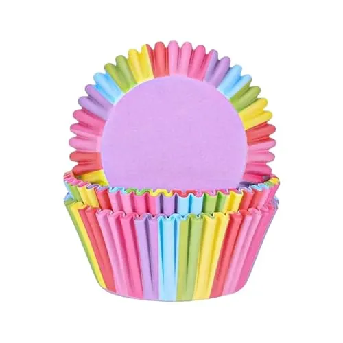 Ginddy Cupcake Verpackung, 200 Stück Muffin Backformen, Cupcake Wrapper Regenbogenfarben, Papier, Einweg, Hochzeit, Geburtstag