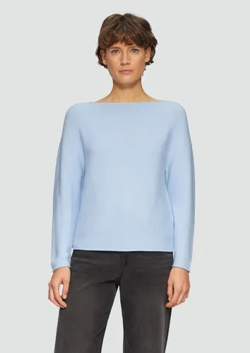 s.Oliver Longpullover Strickpullover Strickpullover mit U-Boot-Ausschnitt und Rollsaum