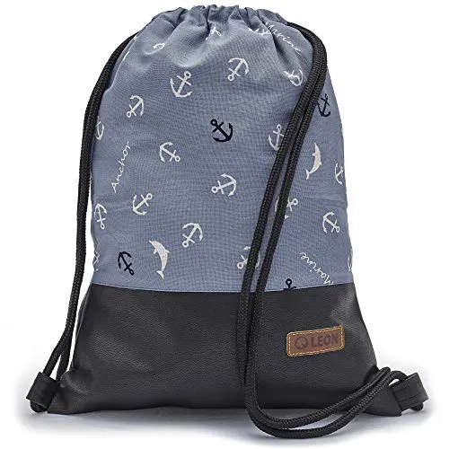 By Bers Leon Premium Turnbeutel - Stylischer Rucksack für Sport und Alltag - Turnbeutel aus hochwertigem Canvas, mit 3 Innentaschen und verstellbarem, reißfestem Nylonseil. Ideal für Sport, Reisen oder den täglichen Einkauf.