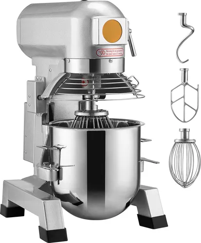 SucceBuy Kommerzieller Küchenmixer, 7,3 Qt Fassungsvermögen, 450 W, doppelt rotierende Teigknetmaschine mit lebensmittelechter Edelstahlschüssel, Sicherheitsschild und Timer inklusive, Backzubehör