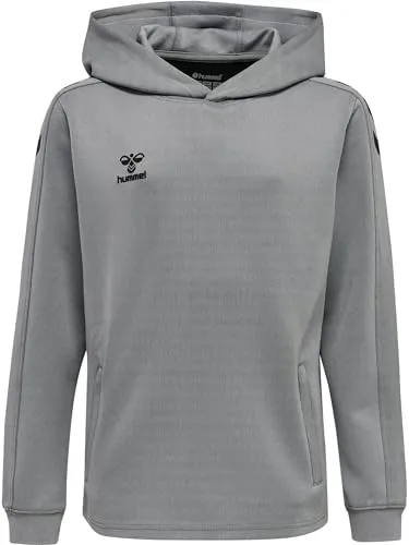 hummel Sport-Kapuzenpullover hmlCORE XK Poly Sweat Hoodie grau für Kinder - Badmintonbekleidung Jungen, atmungsaktiver Sweatstoff mit BEECOOL Technologie für ein trockenes Tragegefühl, ideal für Training bei jedem Wetter