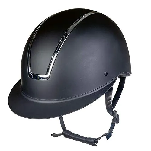 HKM Lady Shield Reithelm 9179 Schwarz/Shiny Silver - Reithelm mit austauschbarem Innenfutter und stufenloser Verstellbarkeit für optimalen Komfort und präzise Passform.