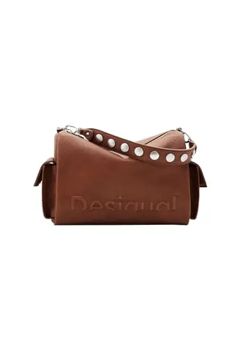 Desigual Mittelgroße Tasche mit halbem Logo, Braun, Einheitsgröße