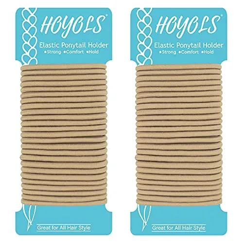 HOYOLS Hellblonde Pferdeschwanz Halter, kein Metall Elastische Haarbinder, Geflochtene Bänder Scrunchies für Mädchen Frauen Medium Haar 50 Stück 4mm