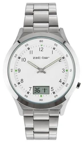 Zeit-Bar Funk-Armbanduhr Herren - mit Datums- und Sekundenanzeige, funkgenau bis 1500 km Reichweite und wasserdicht bis 5 bar