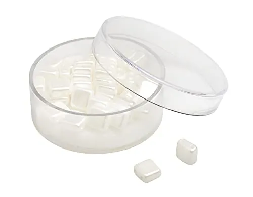 PRACHT Glasperle Quadratisch 35 Stück Set Glasperlen für Schmuck Basteln Ganzjährig geeignet Weiß