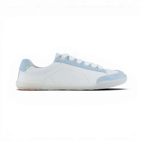 Blusun Barfussschuhe Sneaker BLSN-500W in Weiß/Blau für Damen - Elegante Barfussschuhe aus hochwertigem Glattleder und Veloursleder, die stilvollen Komfort bieten. Die flexible Sohle sorgt für Bewegungsfreiheit, während das atmungsaktive Innenfutter aus 100% Bio-Baumwolle für frische Füße sorgt.