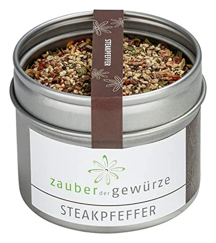 Zauber der Gewürze Steakpfeffer - Grillgewürz zum Würzen von Steak, als Grill-Marinade für Fleisch, Top-Qualität in wiederverschließbarer Aroma-Dose, 60 g