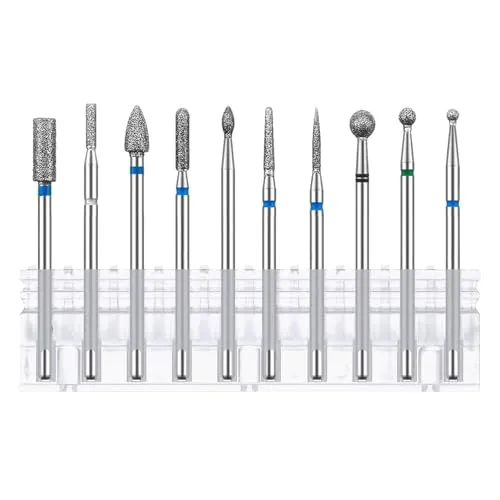 Professioneller Diamant Bits für Nagelfräser,Schleifkörper Set für Maniküre Nagelpflege, Entfernen Nagelhaut Kit,Legierter Wolframstahl Bits(Satz von 10)