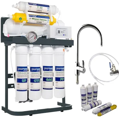 purway Crystal Group PUR Booster Quick 7 Stufen 600 GPD Osmoseanlage + ERSATZFILTERSET