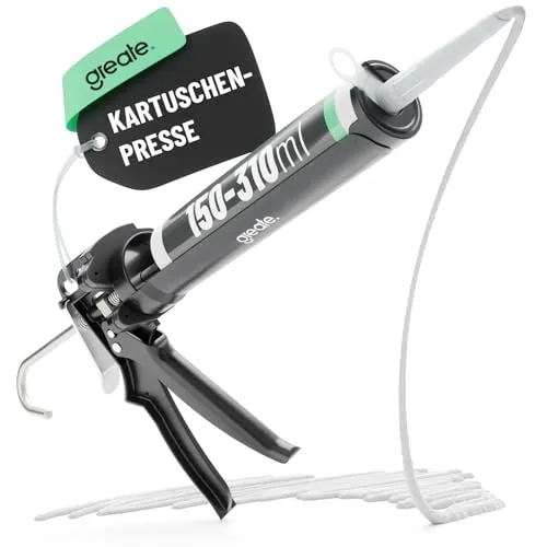 Greate Kartuschenpresse 25:1 - Silikonspritze für 150-310 ml - Kartuschenpresse mit 25:1 Übersetzung für müheloses Arbeiten und präzise Dosierung. Ideal für Silikon, Acryl und Kleber, mit Tropfstopp für saubere Ergebnisse.