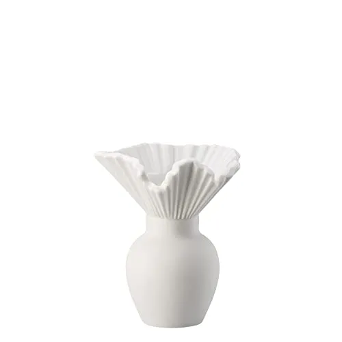 Rosenthal Dekovase Miniatur-Vase Falda Weiß - Elegante Miniatur-Vase aus feinstem Porzellan, perfekt für kleine Blumenarrangements oder als stilvolle Dekoration.