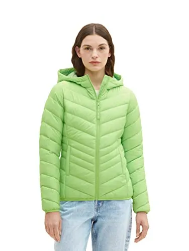 Tom Tailor Denim Damen Lightweight Steppjacke - Liquid Lime Green, XS - Funktionsjacke mit Kapuze, ideal für Übergangszeiten. Hergestellt aus nachhaltigem REPREVE-Material für leichten Tragekomfort und Schutz vor Wind und Regen.