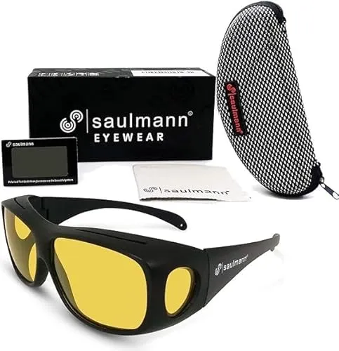 Saulmann® Polarisierte Unisex Überzieh Blendschutzbrille in gelb von Saulmann