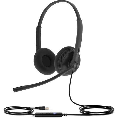Yealink USB Headset UH34 Lite Dual für Teams - Kabelgebundenes On-Ear Headset mit Geräuschdämmung, ideal für Konferenzen und Telefonate. Zertifiziert für Microsoft Teams und kompatibel mit Windows und Mac.
