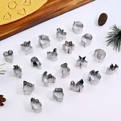 20-teiliges Keksform-Set aus Edelstahl – Weihnachtsmotiv, inklusive Mini-Formen und Backzubehör