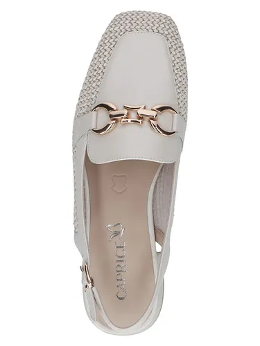 CAPRICE Damen Ballerinas mit Absatz, Weiß (Offwhite Comb), 37 - Elegante Sling-Ballerinas mit Trapezabsatz für modischen Halt. Die innovative MEMOTION Technologie sorgt für hohen Tragekomfort. Perfekt für stilvolle Auftritte und angenehm zu tragen.