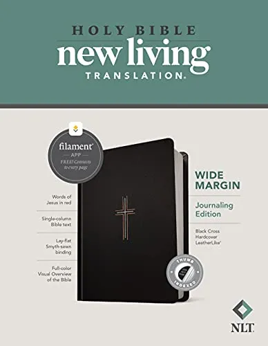 Nlt Wide Margin Bible, Filament Enabled Edition Red Letter, Leatherlike, Black Cross
