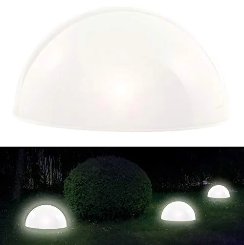 Lunartec Solar Halbkugeln: Solar-Leuchthalbkugel mit weißen LEDs & Dämmerungsautomatik (LED Halbkugel, Halbkugeln Garten, Bodenleuchte)