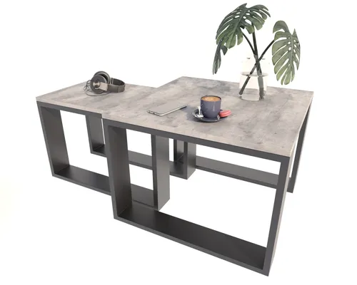 Couchtisch mit Loft, Beistelltisch Holztisch für Wohnzimmer, Sofatisch klein Holz, Wohnzimmertisch, Beton