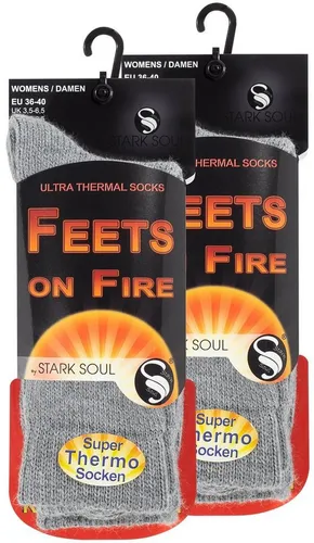 Stark Soul® Thermosocken FEETS on FIRE, extra warme Kuschelsocken, Wintersocken Damen, 2er Pack 2er-Pack