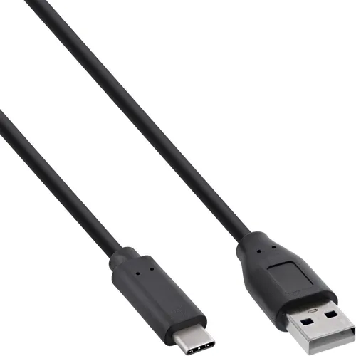 InLine® USB 2.0 Kabel, Typ C™ Stecker an A Stecker, schwarz, 0,3m