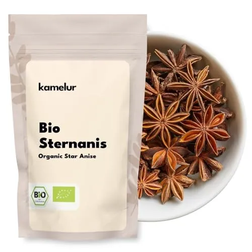 Kamelur 500g BIO Sternanis ganz - würzige und hochwertige BIO Anissterne, ohne Zusätze - Sternanis Kapseln