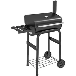 Outsunny Tragbarer Holzkohlegrill mit Regalen - Grillwagen für Garten und Terrasse, mit klappbaren Seitenablagen und 2 praktischen Rollen für einfachen Transport. Ideal für BBQs und gemütliche Grillabende.