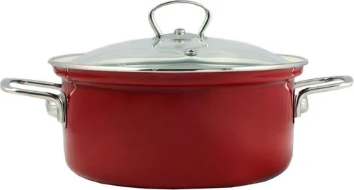 BELIS Emaillierter Topf ECO-CERAMIC 20 cm mit Glasdeckel