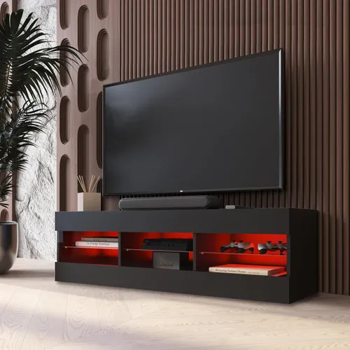 Komodee TV Schrank Tivoli mit LED RGB, Schwarz, 140cm