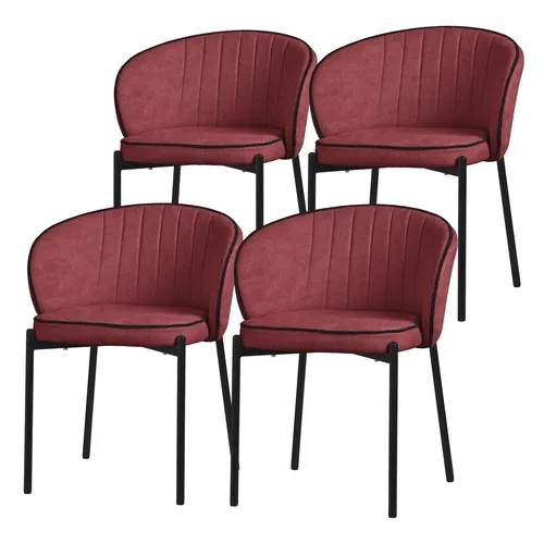 4er Set Esszimmerstuhl Polsterstuhl Küchenstühle Wohnzimmerstühle Stoff Rot