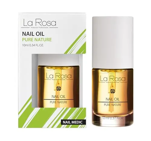 LaRosa NAGELÖL mit Süßmandel-, Argan- und Jojobaöl – Feuchtigkeitsspendend und Pflegend mit Vitamin E und Lotusblütenextrakt – Vegan und 93,6% natürlich – 10 ml