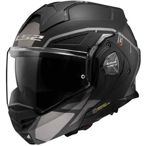 LS2 Klapphelm ADVANT X METRYK Matt Titanium, M - Motorradhelm aus Tri-Composite-Fasern für hohe Widerstandsfähigkeit und geringes Gewicht von nur 1550 g, ideal für sicheres Fahren.