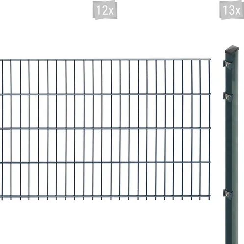 Doppelstabmattenzaun inkl. Pfosten zum Einbetonieren, 83 cm hoch, 24 m lang - Nutztierzäune: Robuster Doppelstabmattenzaun in Anthrazit, UV- und witterungsbeständig, ideal für langlebigen Schutz und einfache Montage.