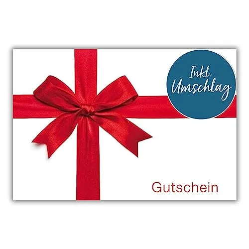 bsb - Gutschein Karte in 11,5 x 17,0 cm - hochwertige Grußkarte mit Umschlag - schöne Karten für Frauen & Männer - Gutschein-Glückwunschkarte mit Schleife