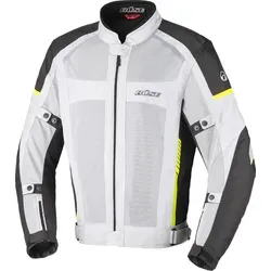 Büse Santerno Textiljacke - Hellgrau - XL - Motorradjacke mit luftigem Netzgewebe, Komfortkragen und verstellbaren Ärmeln für optimalen Tragekomfort. Ausgestattet mit entnehmbaren YF®-Protektoren und nachrüstbarem SAS-TEC Rückenprotektor für maximale Sicherheit.