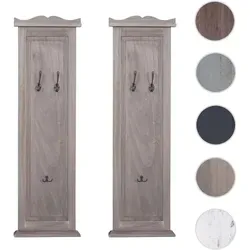 Mendler 2er-Set Garderobe T33 - Wandgarderobe aus massivem Paulowniaholz, individuell anpassbare Kleiderhaken für mehr Ordnung im Flur oder Schlafzimmer. Modernes grau-braunes Shabby-Design mit rustikalem Charme.