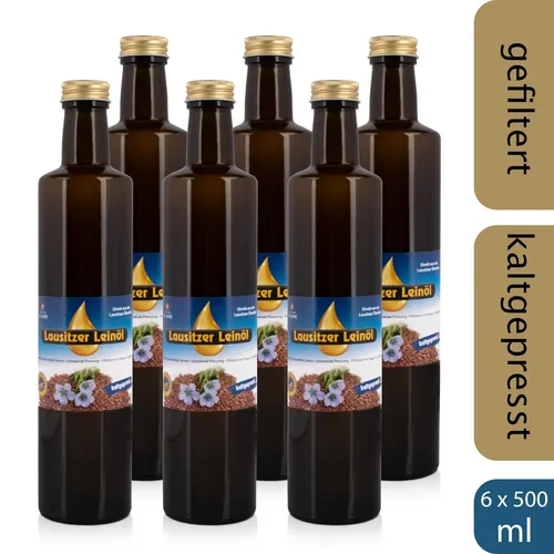 Lausitzer Leinöl (Speiseleinöl kaltgepresst Omega 3), 6 x 500ml 6 x