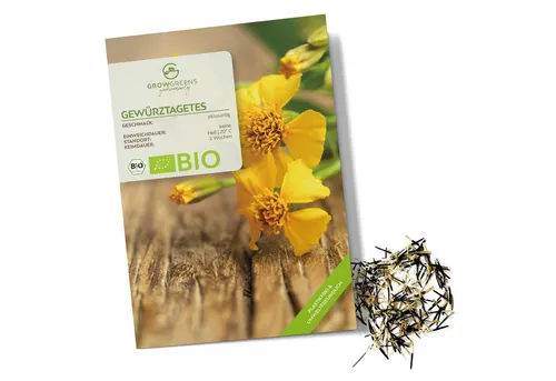 Growgreens Kräutersamen BIO Gewürztagetes Samen - Tagetes Saatgut aus bio. Anbau (100 Korn)
