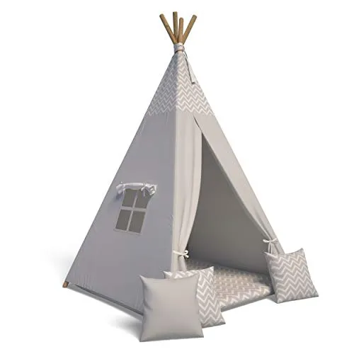 Best For Kids - Tipi Zelt für Kinder | Spielzelt Indoor | Mit Weiche Kissen | Langlebig Indianerzelt | Kinderfreundlich Tippi Kinderzelt | Tipi Zelt Kinderzimmer