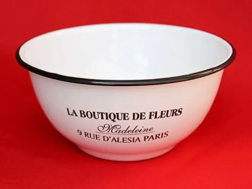 Ambiente Haus Schüssel 51229 Weiß emailliert 17,5 cm Müslischale Teller Salatschüssel Emaille