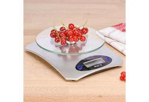 Haushalt digitale Küchenwaage rund - 5 kg Tragkraft, präzise 1 g Teilung und stilvolle Glasplatte