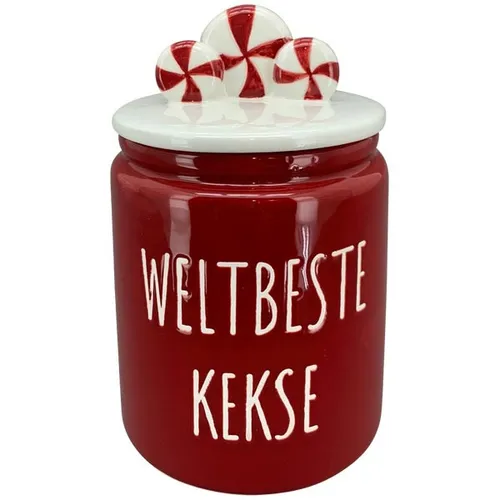 Keksdose Plätzchendose Cookies rot weiß Weltbeste Kekse 11,5 x 11,5 x 17,5 cm
