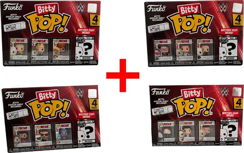 Funko WWE Sammlerfiguren 4 x 4er-Packs mit Mystery-Figur - Action- & Spielfiguren, jedes Set enthält eine Überraschungsfigur und ist perfekt zum Spielen, Sammeln oder Verschenken für Wrestling-Fans und Kinder ab 3 Jahren.