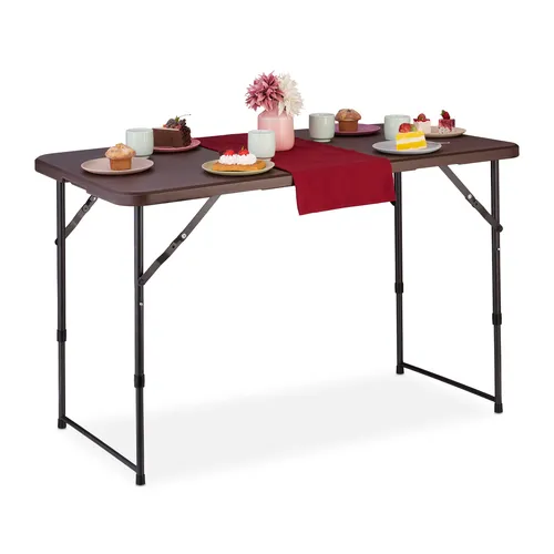Campingtisch klappbar 120 cm - Ideal für Garten und Balkon - Camping-Möbel: Faltbarer Tisch für drinnen und draußen, mit robuster Kunststoffplatte und kompaktem Design für einfache Lagerung.
