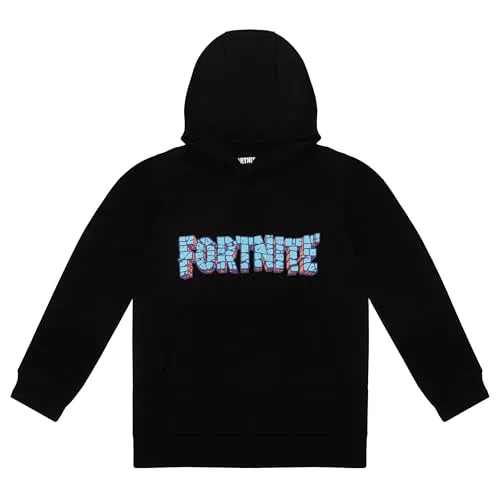 Fortnite Hoody Jungen, Bequemer Jungen Pullover, Hoodie mit Kapuze, Kinderkleidung Junge, Fanartikel für Kinder und Gamer Geschenk (DE/NL/SE/PL, Numerisch, 164, Regular, Schwarz-Blau)