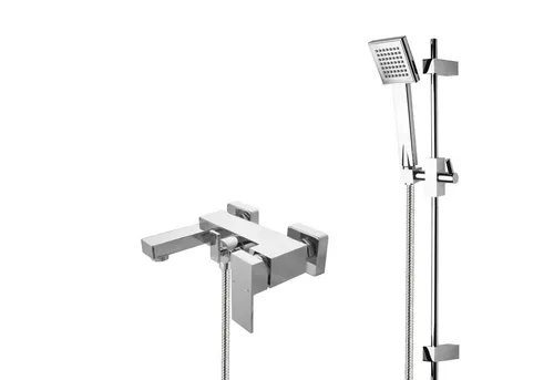 PaulGurkes Wannenarmatur PGSETVM23W – Elegante Badewannenarmatur mit Duschstange - Hochwertige Wannenarmatur mit eckigem Design aus massivem Messing. Ausgestattet mit Umsteller und langlebiger Duschstange für flexiblen Einsatz. Ideal für stilvolle Badezimmergestaltung.