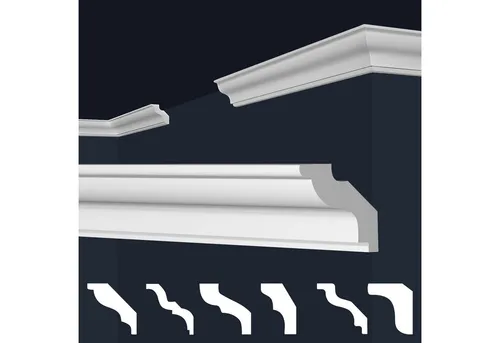 marbet design Stuckleiste E-22, 2 Meter / 1 Leiste, XPS Styropor weiß - Deckenleisten Deckenstuck Leisten E-Leisten - (2 Meter / 1 Leiste E-22)