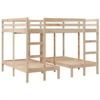 vidaXL Dreifach-Etagenbett 160x200/80x160 cm aus Kiefernholz - Klassisches Etagenbett für optimale Raumausnutzung: Platz für 3 Personen, stabil und langlebig aus massivem Kiefernholz, ideal für Übernachtungsgäste und Familien.